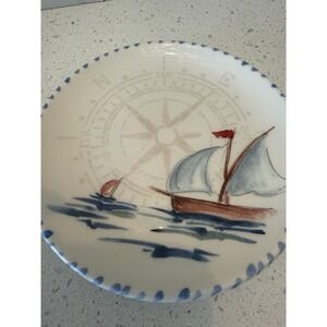 Abbiamo Tutto Porcelain COMPASS SAIL BOAT Small Plate Italy‎ Retired Pattern